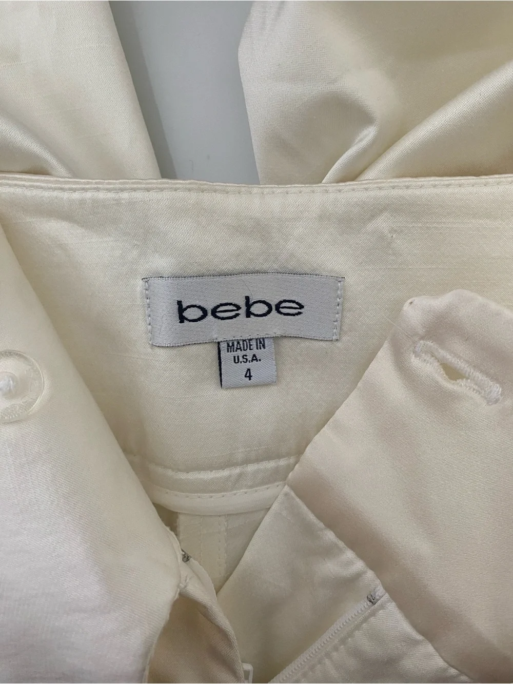 Vintage Bebe Low waist Pants Size 4 Off-white/cream Bootcut Silk Trouser US